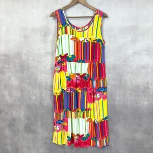 VTG Jams World Womens Dress Medium Janice Colorful Dopamine Sundress Summer FLAW